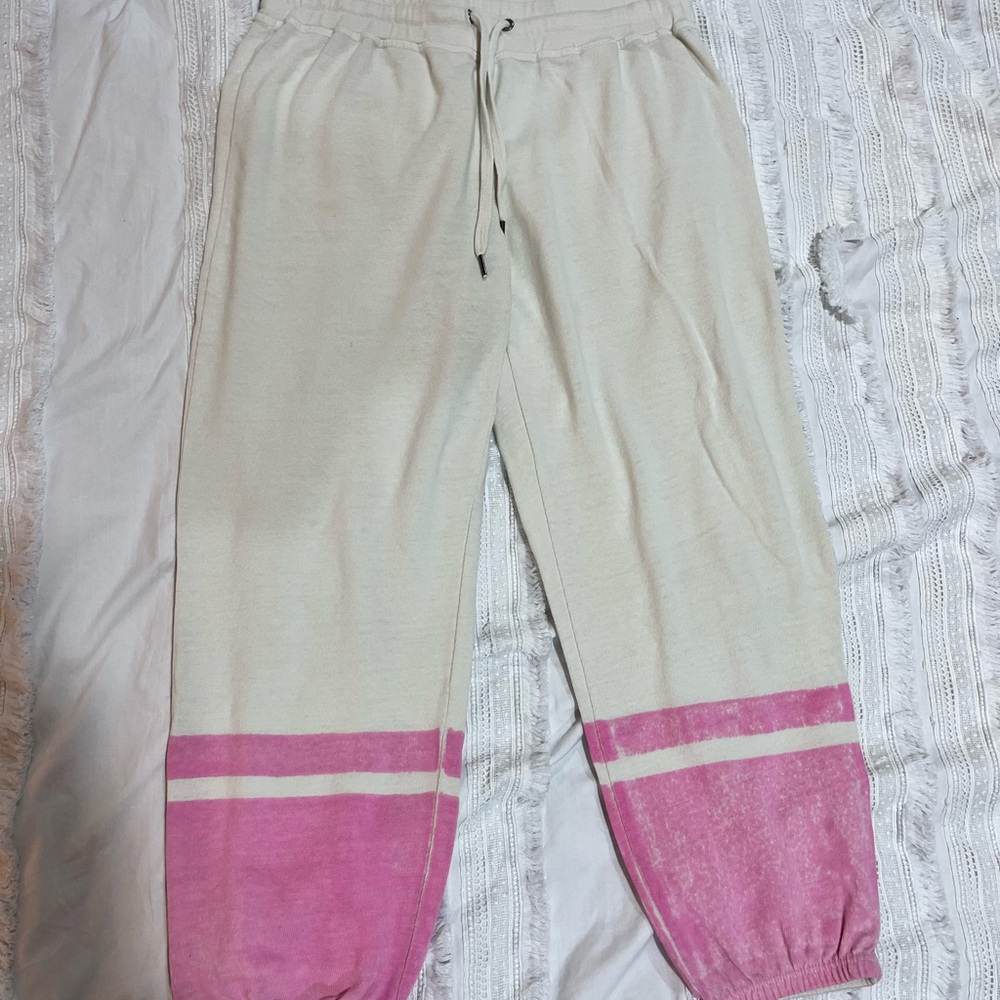 Splendid Cream and Pink Sweatpants